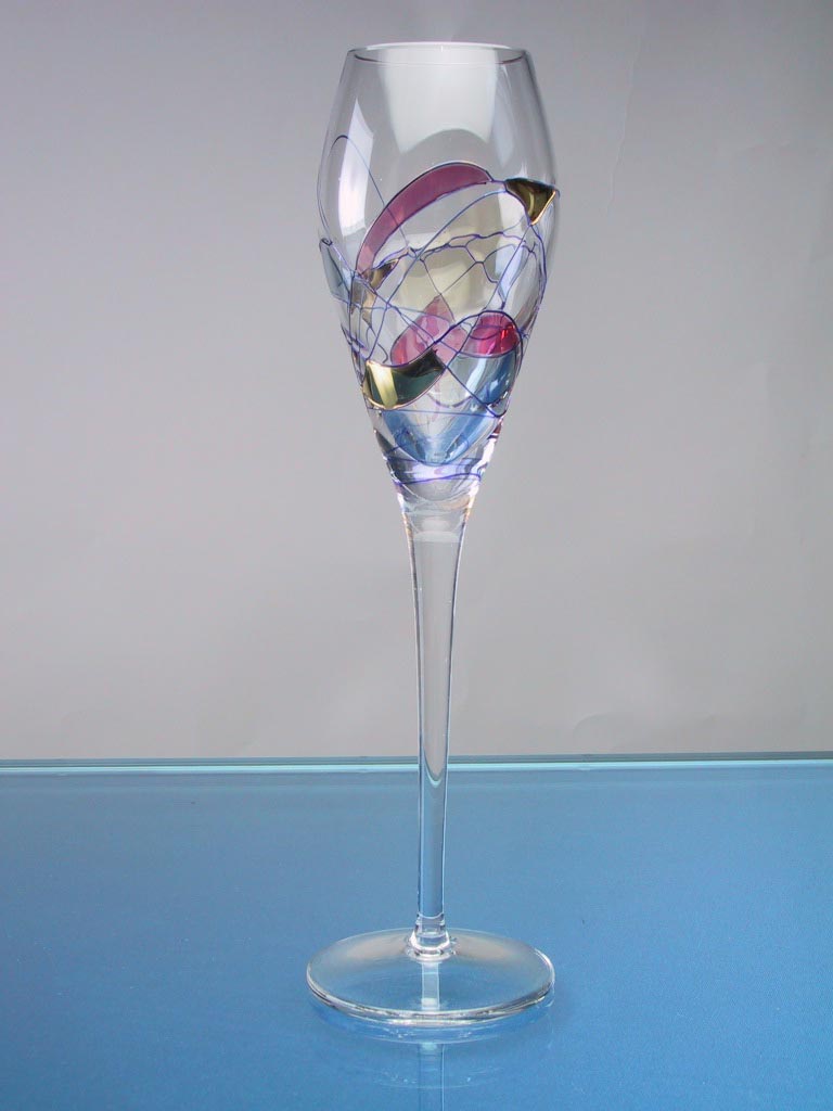 Orleans Romanian Crystal Flute Champagne Glasses, Set of 4